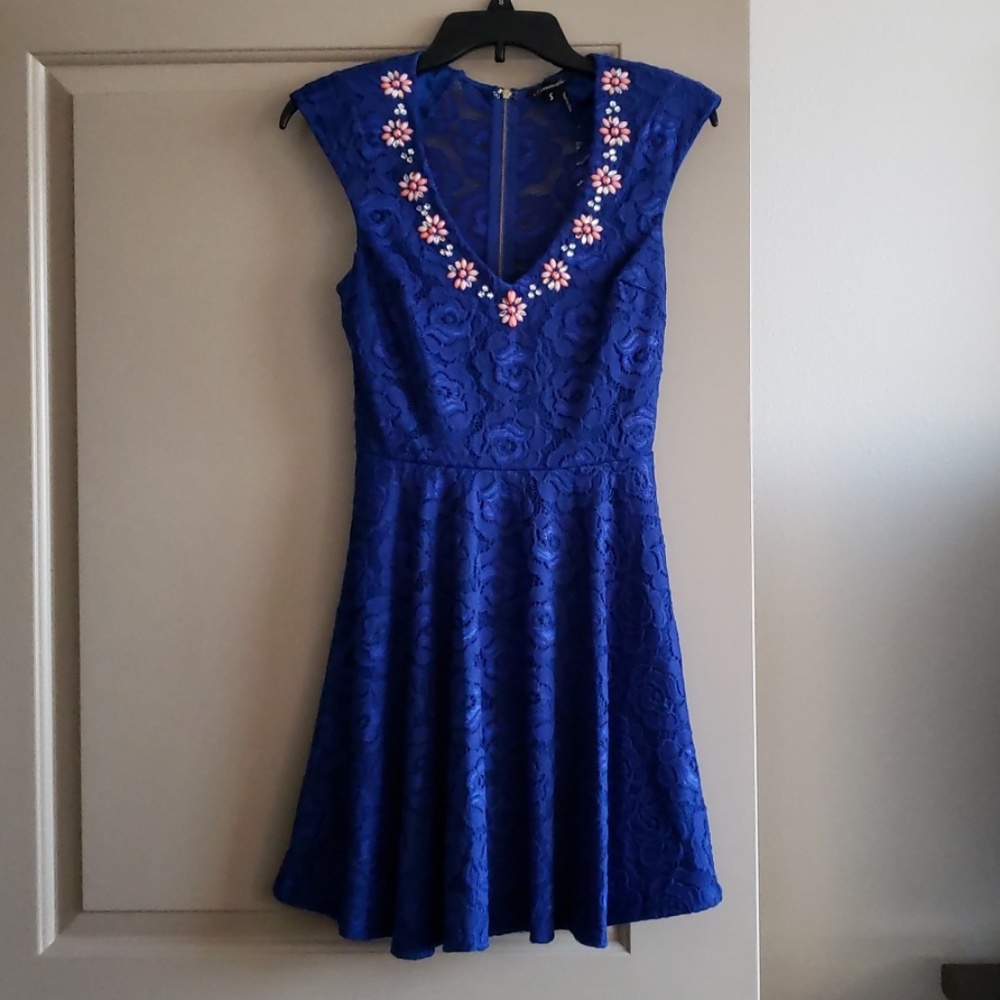 Blue Lace Skater Dress